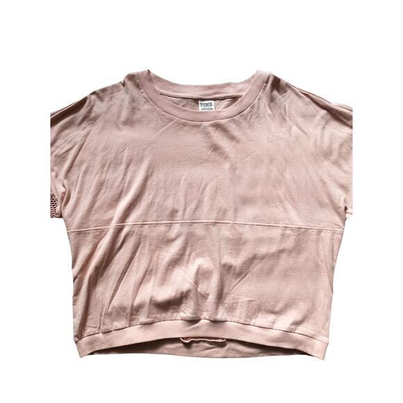 New Pink Victoria Secret crop top oversized jersey pink size XS - Picture 3 of 11